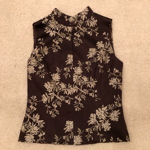 Brown floral silk blouse vintage